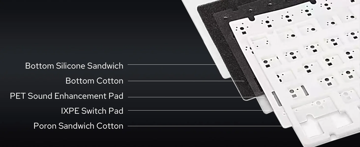 Ajazz AK820 Pro 75 % an der Dichtung montierte Bluetooth 5.1/2.4G kabellose/kabelgebundene mechanische Tastatur mit TFT-Bildschirm für Mac/Win – Detail 5