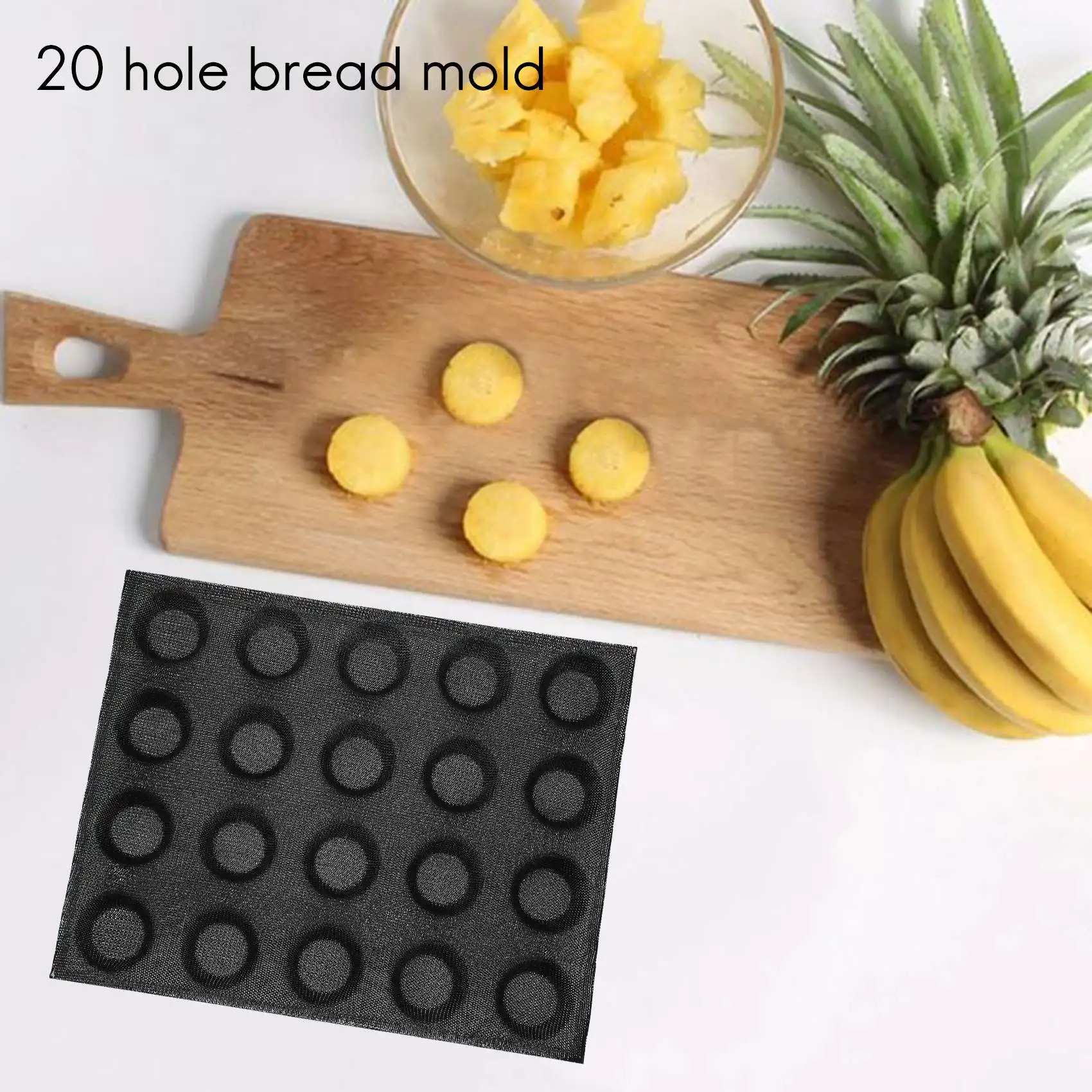 Molde de silicone de 20 buracos para bolo t mini pizza modelo redondo pão hambúrguer molde antiaderente ferramenta de bandeja de cozimento