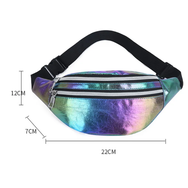 New Fashion Women Waist Packs Fanny Pack Pouch Hip Purse Satchel Laser Belt Bags Geometric Patterns Wallet Holographic Waist Bag