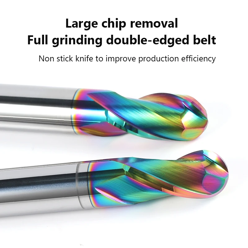 Ball End Mill HRC55 2 Flute DLC Aluminum Cutter Tools R0.5 6mm Carbide CNC Milling For Aluminum, Copper and Acrylic Router Bit