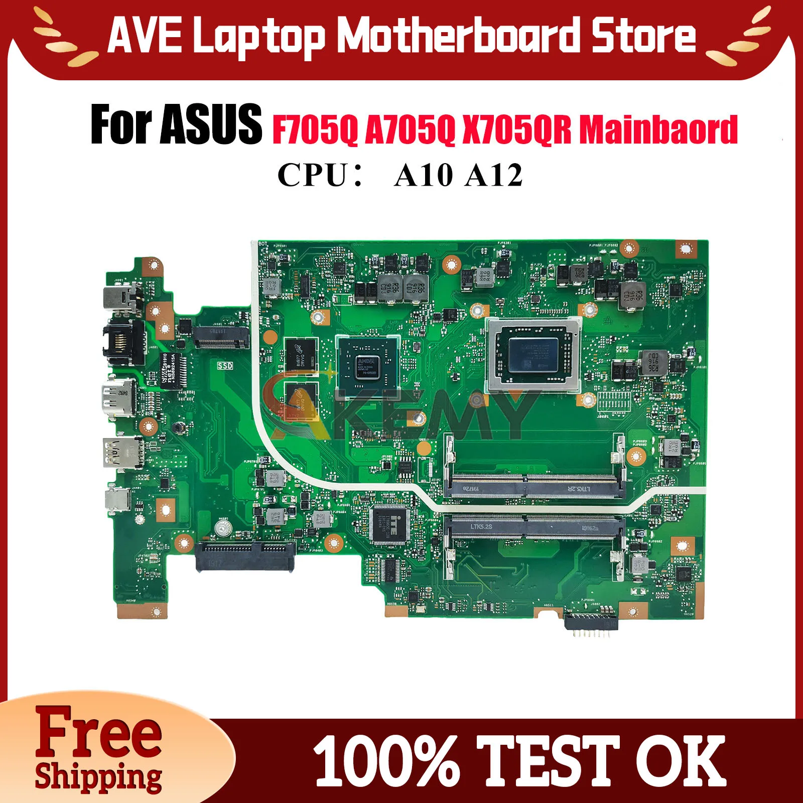 

X705QA Laptop Motherboard For ASUS VivoBook F705Q A705Q X705Q X705QR Notebook Mainboard With A10 A12 CPU 100% tests OK fast ship