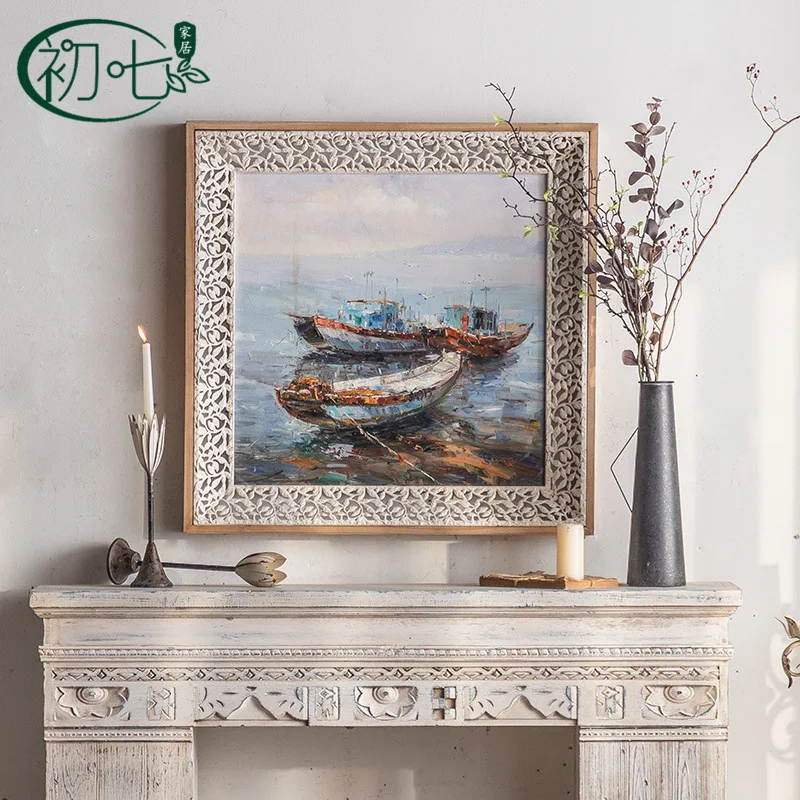 Hand-Painted Still Life Oil Painting - Flowers in Vase with Carved Frame Ready to Hang 77*6.5*77cm