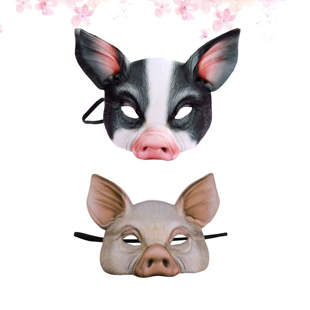 2 Pcs Animal Mask Masquerade Halloween Pig Scary for Adult Half Face Dancing Party