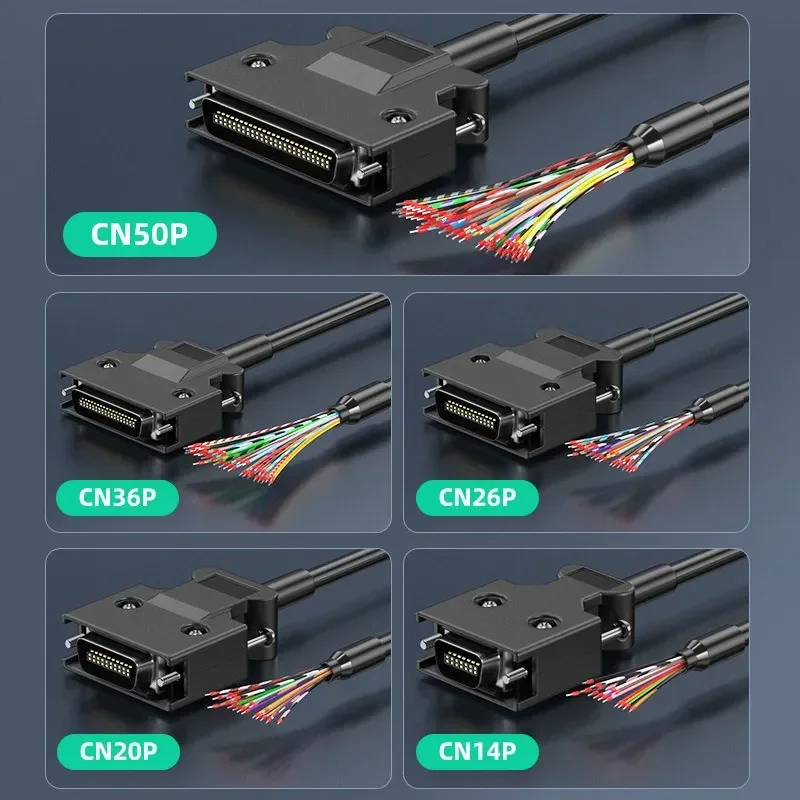 CN14/20/26/36/50 Pin SCSI Servo Connection Cable with Terminal For Panasonic Mitsubishi Yaskawa Line Signal Head Shielded Line