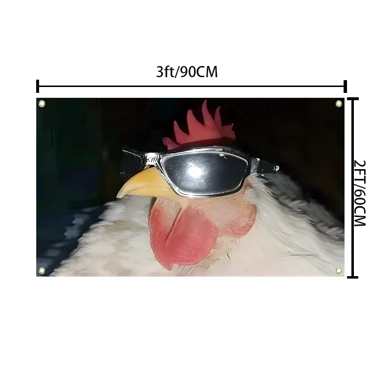 Cool Chicken flag 3x5fts 2x3fts Funny Animal Wall Hanging, Durable Polyester, Perfect for Living Room, Dorm, Party Decor