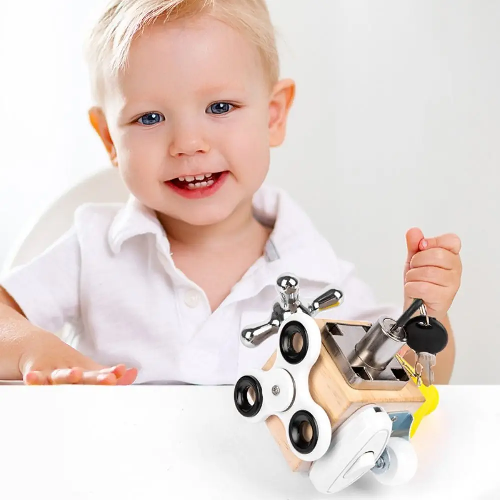 

Деревянная образовательная сенсорная доска-головоломка, многогранная доска для малышей, занятая кубиком, сделай сам, многоцелевой куб для занятий Монтессори