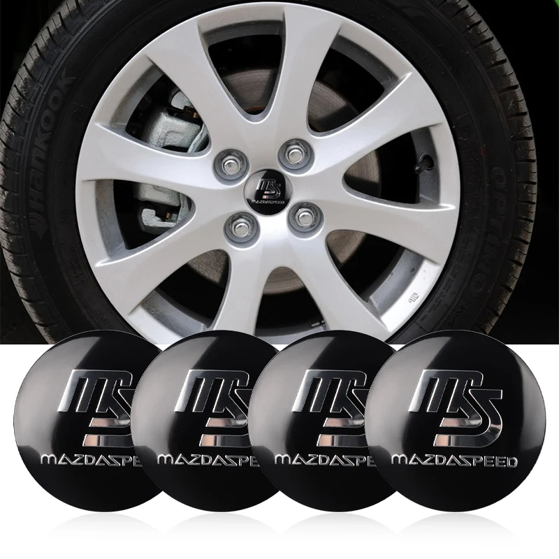 4Pcs 56MM Wheel Center Hub Caps Sticker Tire Rim Cover For Mazda MS 3 6 CX3 CX5 CX7 CX9 MX5 Axela Atenza Demio Speed Accessories