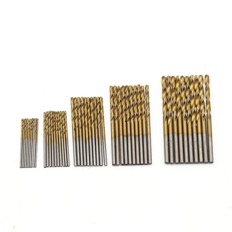 50PCS 1‑3mm Mini HSS Twist Drill Bits Titanium Coated Precision Drilling Bits for DIY Craft Work
