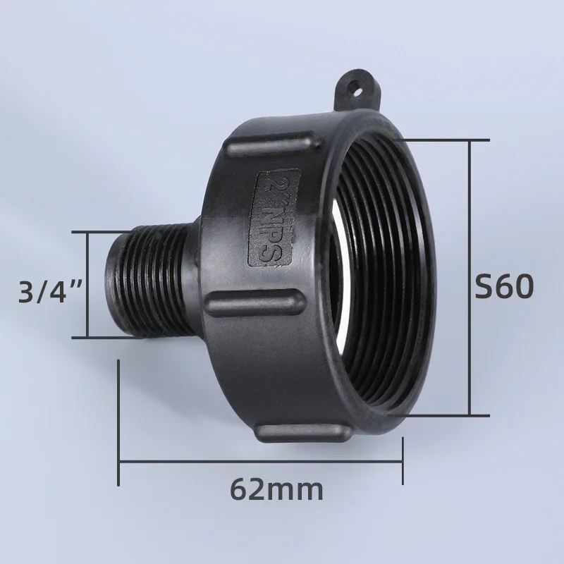 1 szt. Adapter redukcyjny zbiornika wody IBC trwały S60 drobny gwint do 3/4 \'\'cienki gwint złącze węża ogrodowego