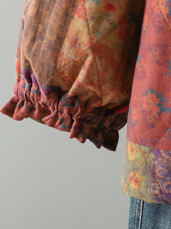 Abrigo de invierno para mujer, corte holgado, algodón, lino, oreja, musgo, encaje bordado, cuello de muñeca, suave, cómodo y versátil