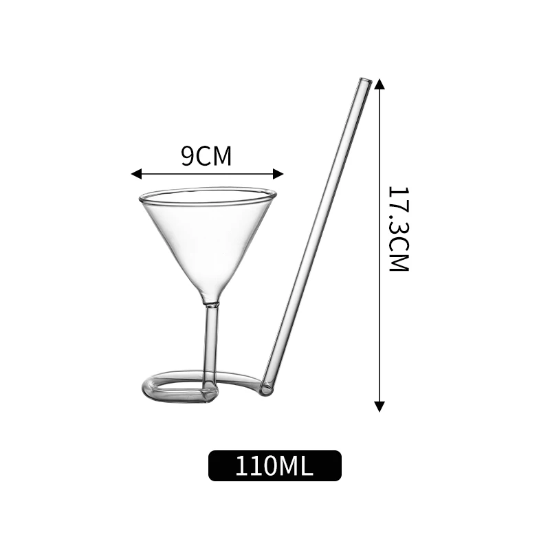 1 Piece Creative Cocktail Glass with Build-in Straw Vampire Design Glass Cup for Martini Liquor Red Wine Juice Milk Bar Tool