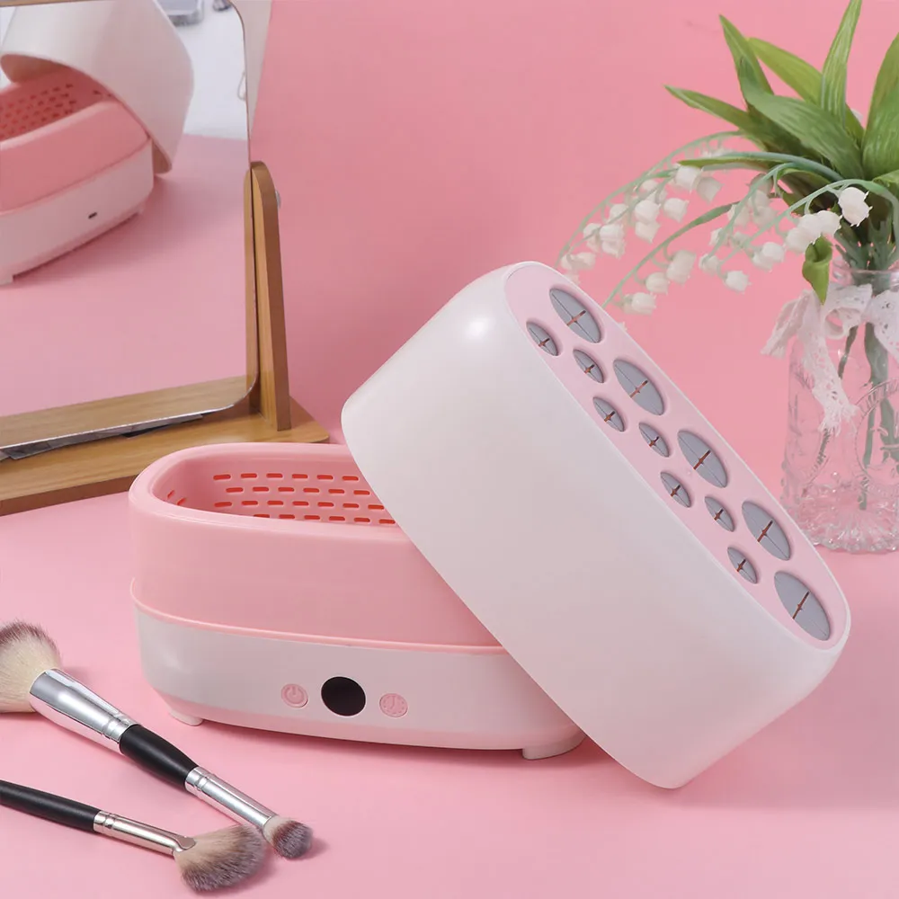 Automatic Electric Cosmetic Brush Drying Machine Cleaner 12 Holes Makeup Brushes Dryer USB Rechargeable Visible