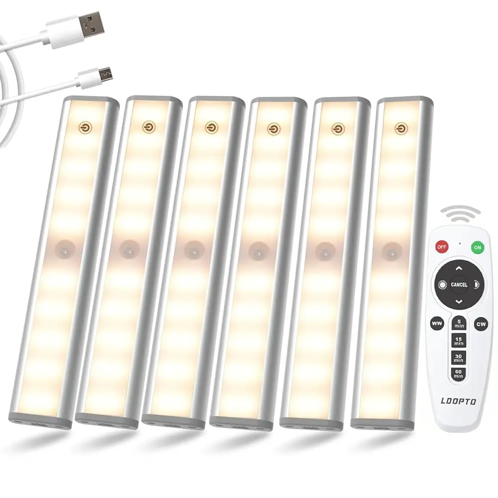 

Under Cabinet Lights Wirel 6 Pack, Rechargeable Led Under Cabinet Lighting With Remote Closet Battery Operated Lights Without