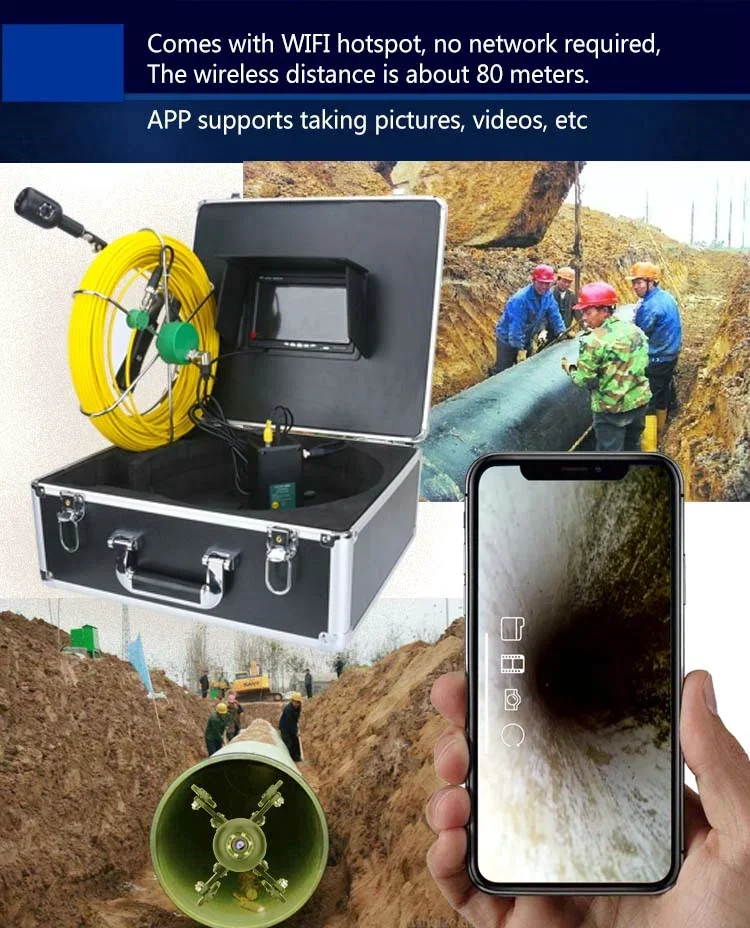 F7PS 30M 50M 1080P HD Dual Lens Endoscope pipe inspection camera