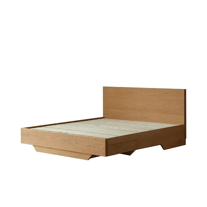 Nordic simple solid wood  suspended storage bed, storage double black walnut air pressure box bed