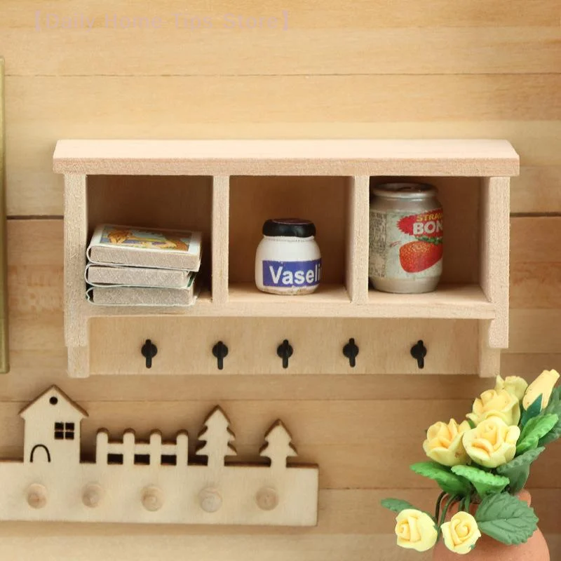 

1/12 Dollhouse Simulation Mini Wall Shelf Hanging Rack Model Dollhouse Living Furniture Decoration Dolls House Accessories