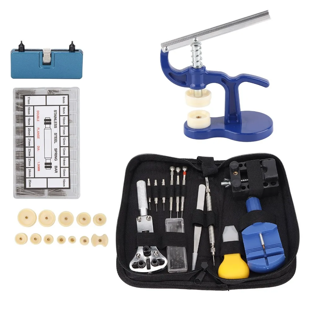 durable-alloy-watch-repair-tool-kit-black-storage-bag-multiple-sizes-watch-press-set-spring-bar-tool-set-watch-repair