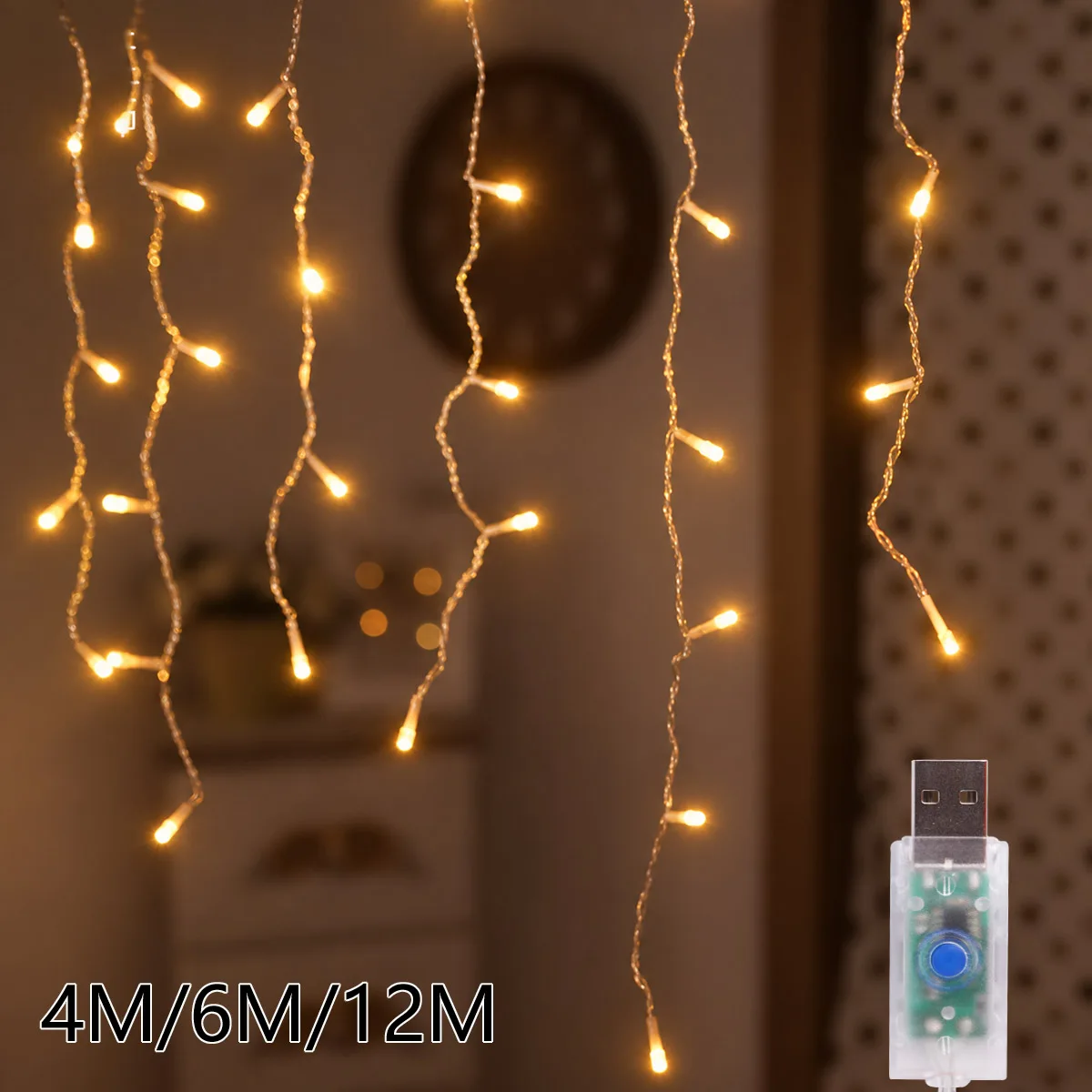 LED Cicle Fairy Lights USB Curtain String Lights Christmas Garland Outdoor For New Year Wedding Garden Party Terrace Decoration