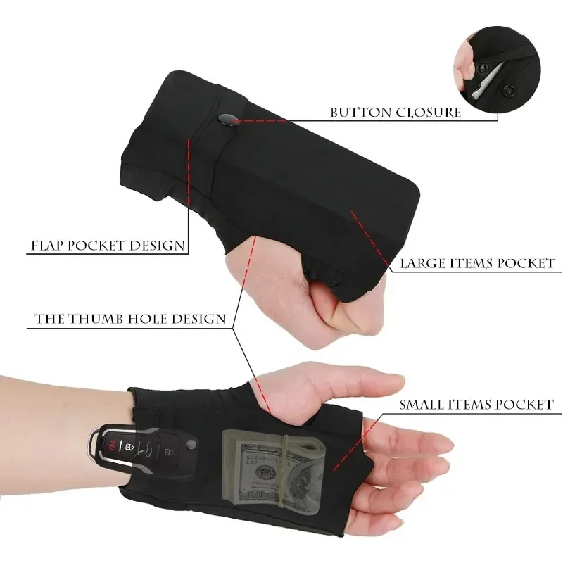 Sports Wrist Bag Multifunctional Running Bags Portable Cycling Pocket Wrist Band Wallet Safe Storage Wallets for Outdoor Hiking