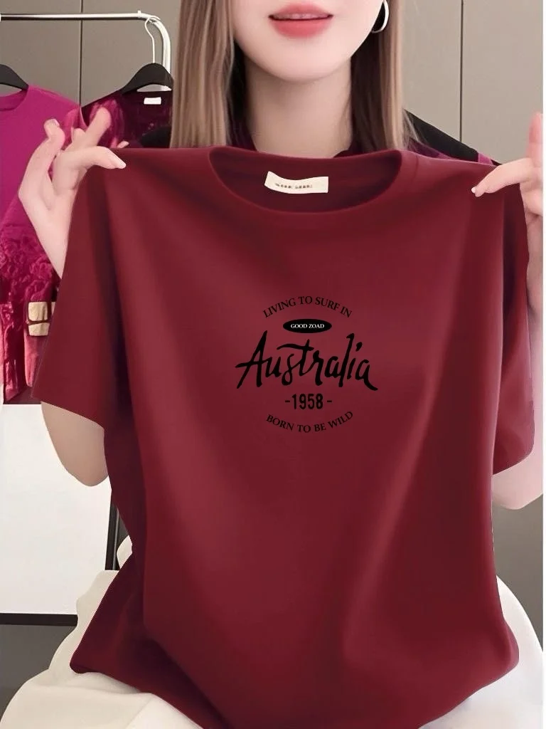 

Свободная женская футболка с круглым вырезом и коротким рукавом, повседневный стиль, с принтом, для мам, летняя новинка, удобная, из полиэфирного волокна