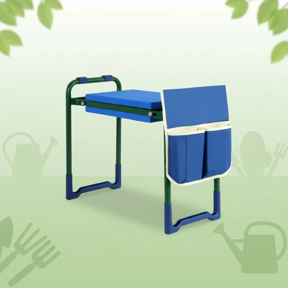 

Foldable Garden Kneeler Seat with Thick EVA Pad, Heavy Duty Stool with Tool Bag for Seniors Gardening