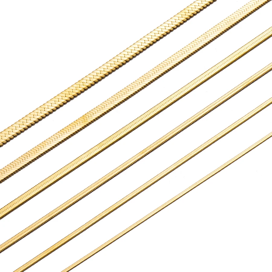 1Piece Width 2mm/3mm/4mm/5mm/6mm 316L Stainless Steel Flat Herringbone Snake Chain Necklace Jewelry for Men Women Not Allergic