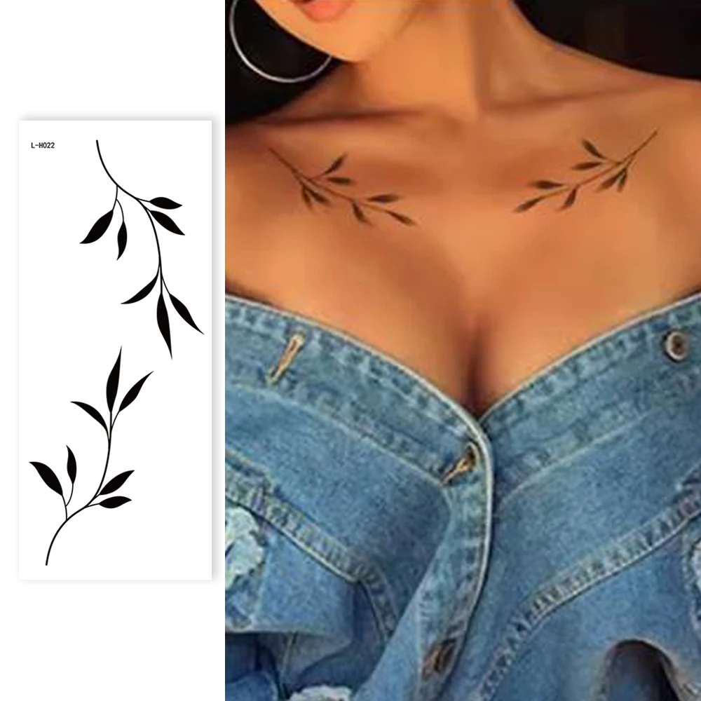 

1 Large Leaf Temporary Tattoo, Real Tattoo, Neck Tattoo