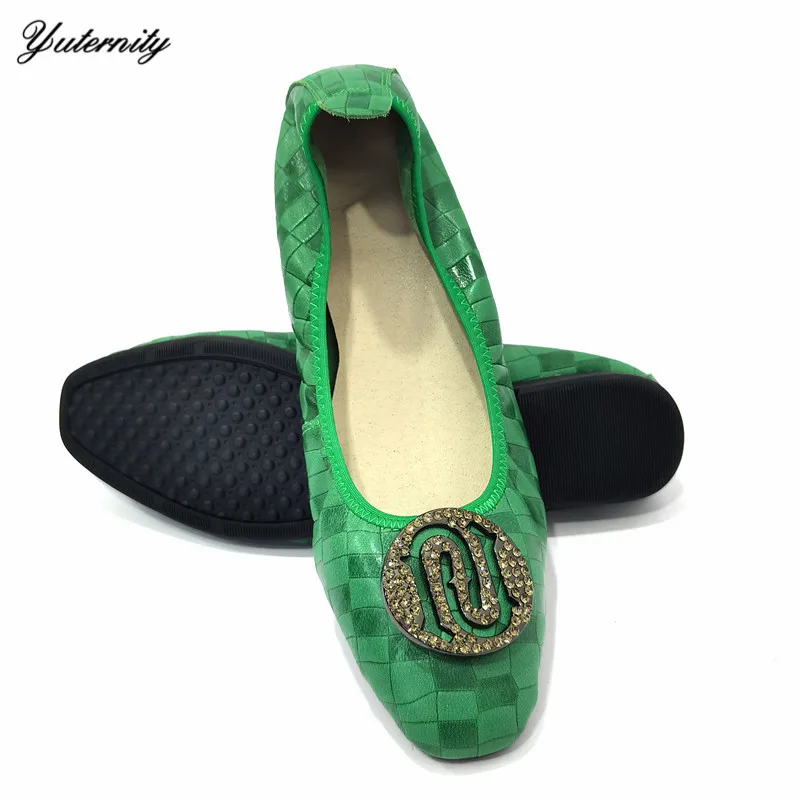 Italian Summer Wome PU Leather Flats Shoes Nigerian Fashion Comfortable  Slip-On Soft Sole Shoes  For Party