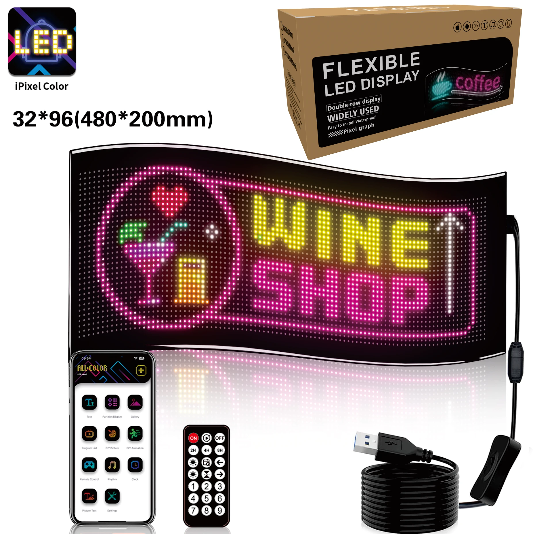 LED Logo Programmable FPCB Flexible Matrix Panel Animated Text Information Scrolling LED Display For Home Decor Cars Shops