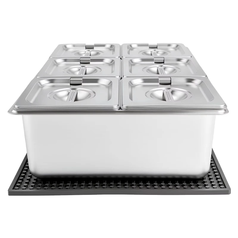 Countertop stainless steel food salad tray buffet dressing dispenser with ice cooling rack