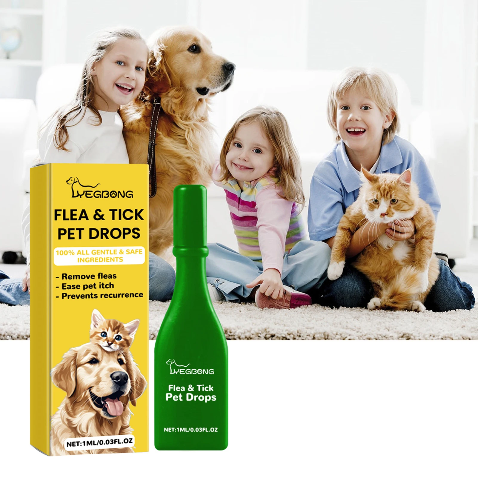 1ml Pet Skin Care Drops Soothing Formula Gentle Cleansing Formula for Cats and Dogs Daily Cleaning with Natural Ingredients