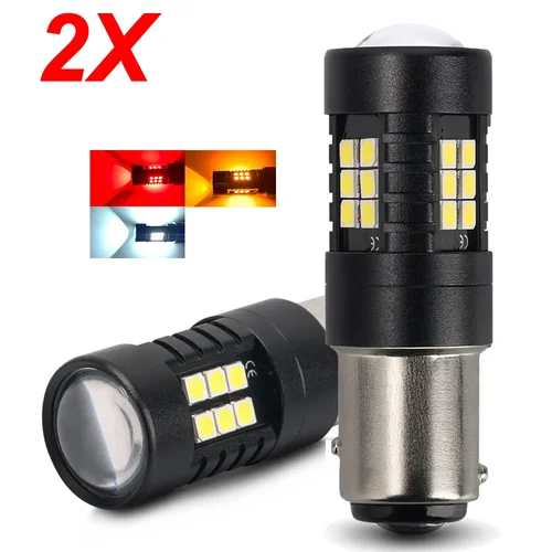 2X bombilla Led para coche S25 R10W R5W 1156 BA15S BAU15S P21W PY21W 1157 P21/5W BAY15D 7443 3157 T25 T20 lámpara de marcha atrás automática 6000K