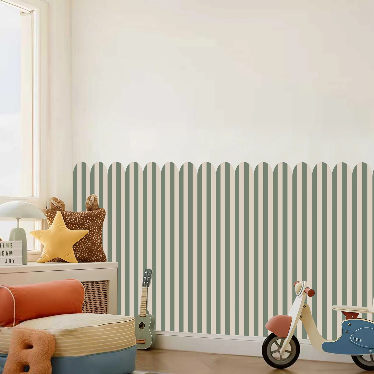 Self-Adhesive Fabric DIY Stripe Wall Stickers, Removable Wall Decals Living Room Bedroom Wall Art Home Nursery Wallpaper