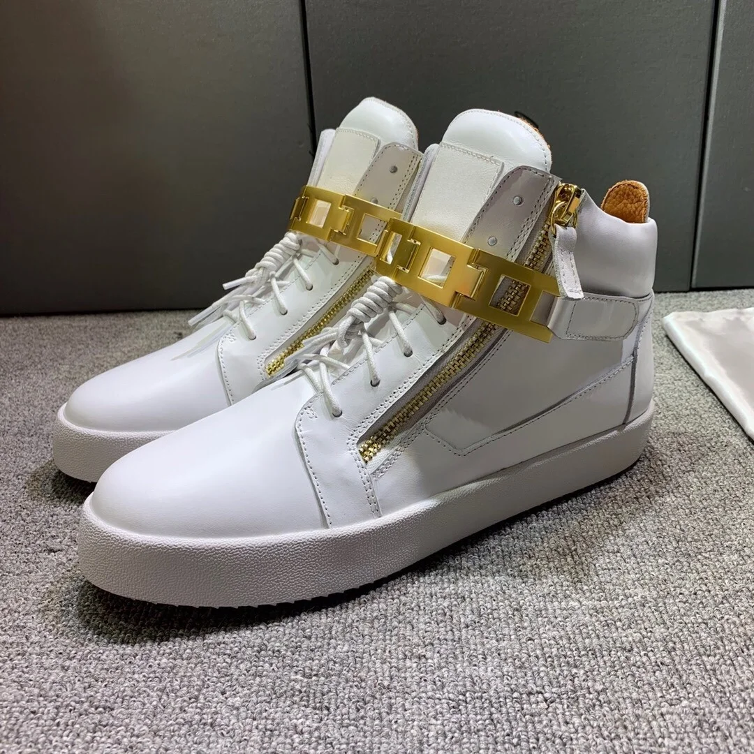 

Top Hight Quality Casual Sneakers For Men and Women Real Leather Brand Designer Unisex Tennis Shoes GZ Zipper Loafer Shoes G1046