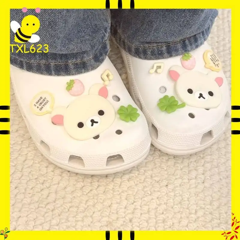 

Летняя новинка: Декоративная пряжка для обуви Rilakkuma в виде клевера удачи, милый аксессуар для обуви, украшение для обуви своими руками, подарок для девочки, праздничные подарки