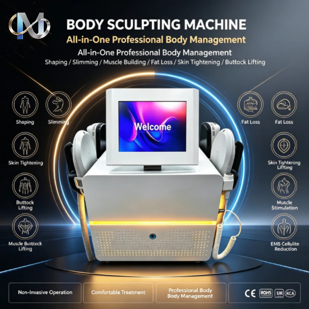 6500W High Power Body Shaper Device 4 Handles Muscle Stimulator Machine for Body Slimming Skin Tightening Salon Beauty Equipment