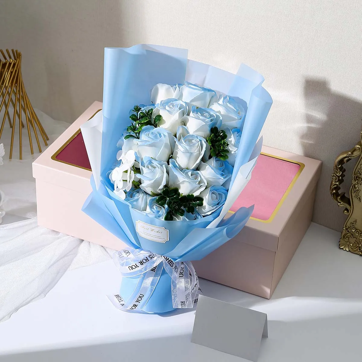 Artificial Soap Flower Rose Bouquet Gift Bags Valentine\'s Day Birthday Gift Wedding Home Decor 18 Rose Soap Bouquet Gift box