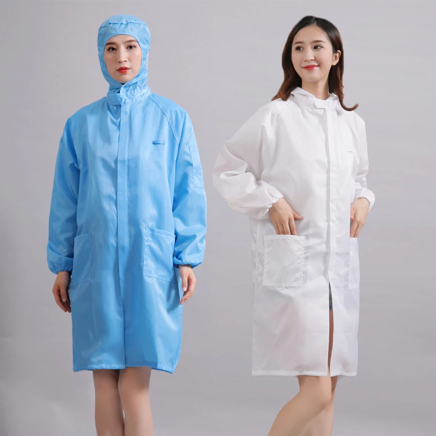 

Антистатический рабочий халат с капюшоном и длинными рукавами для пищевой промышленности, безворсовый, промышленный комбинезон для мужчин для использования на производстве