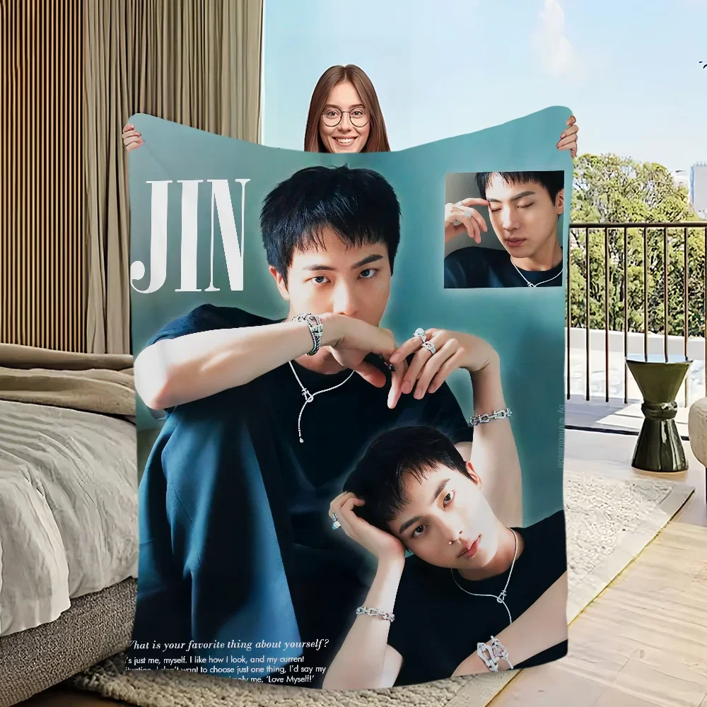 بطانية الفانيلا الدافئة الراحة المعبود J-Jin SINGER بطانية قطيفة ناعمة للأريكة غرفة المعيشة kpop مكتب غرفة نوم هدية السفر #3