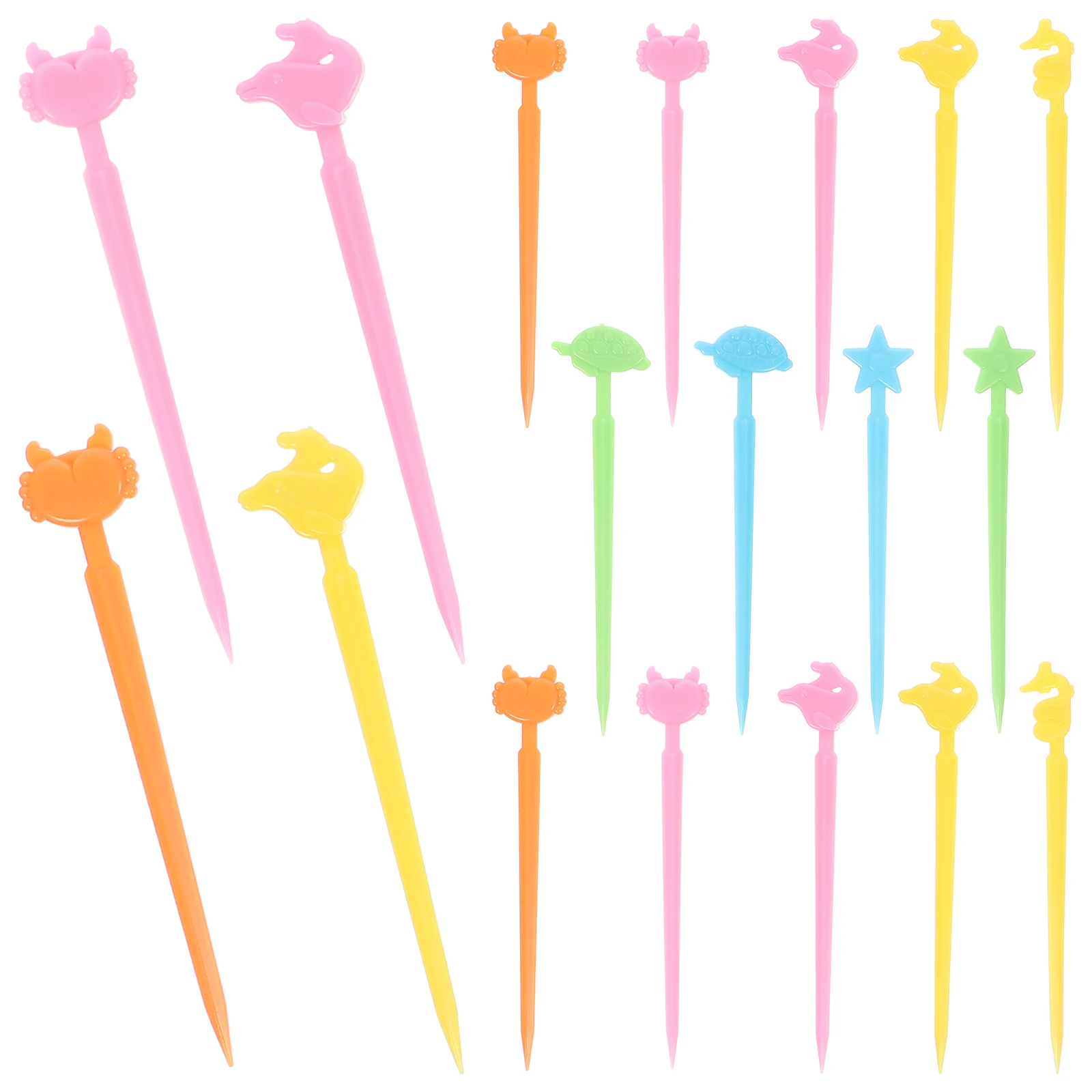 

40 Pcs Cartoon Fruit Forks Cute Animal Picks Plastic Cocktail Food Grade Reusable Snack Cake Picks