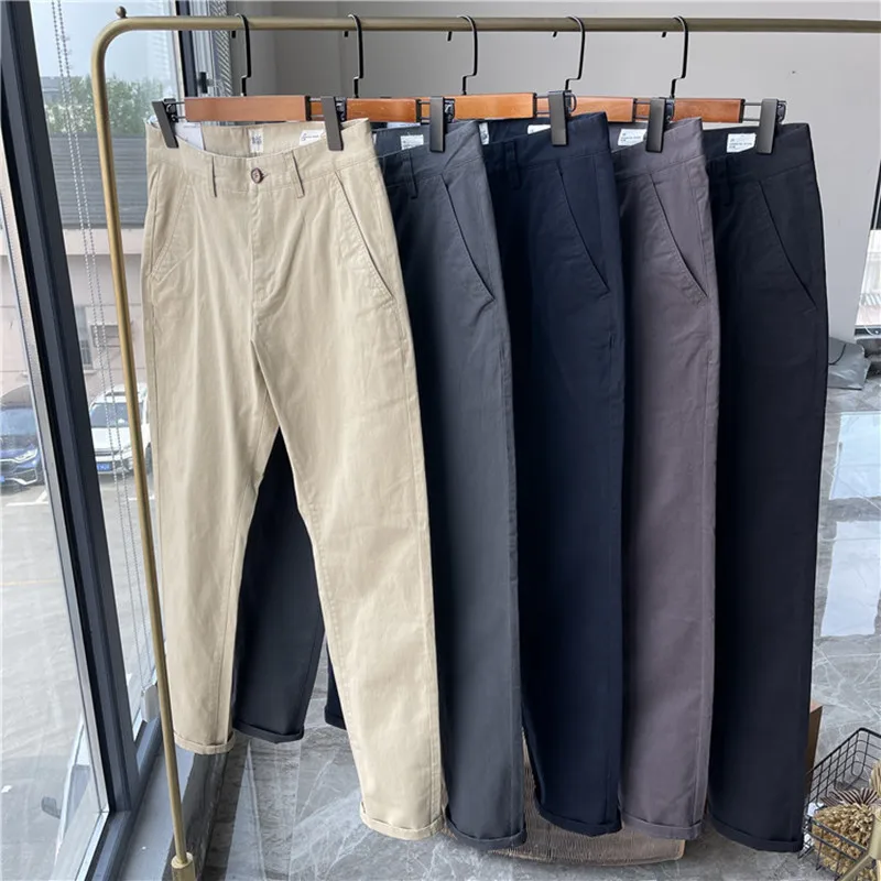 Autumn Brushed Twill Woven Casual Pants Men American Straight Leg Men's Casual Trousers Outdoor Trekking Travel Camping Longs