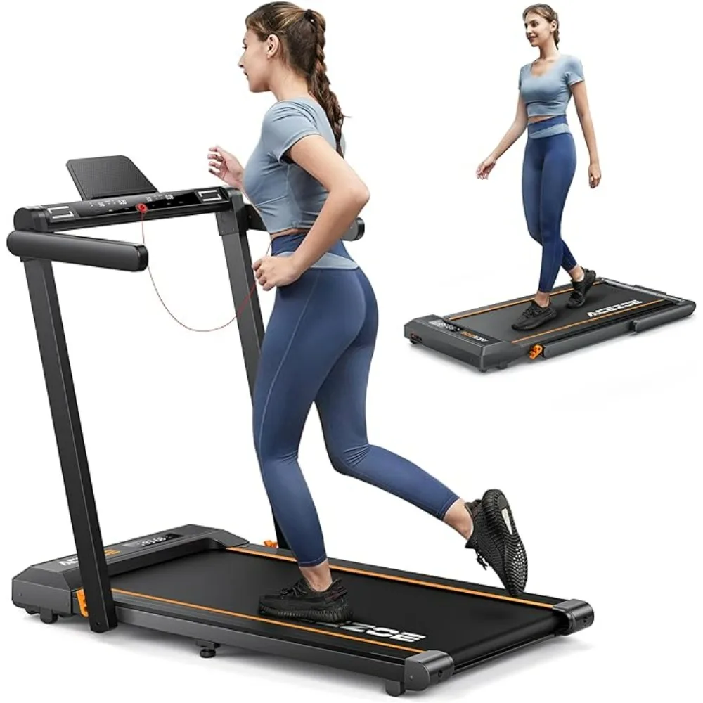 2 in 1 Foldable Treadmills, Under Desk Treadmill, 12 HIIT Modes, Workout APPs , Touch Screen, 265lbs Capacity, Installation-free