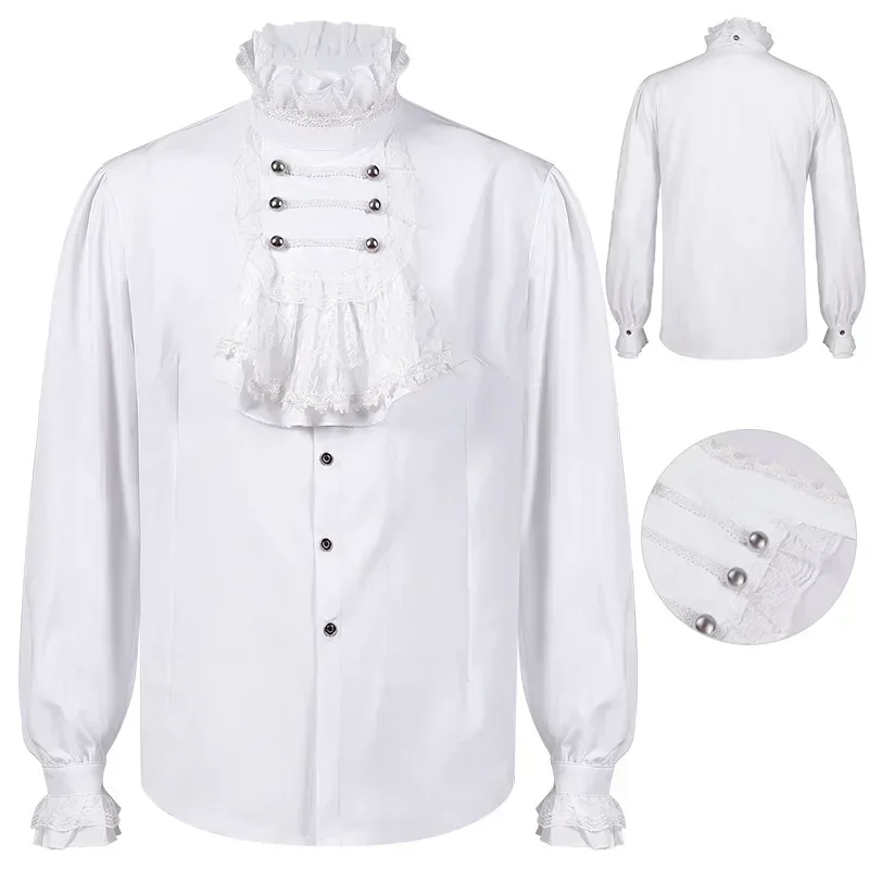 

Euro-American Men's Double-Button Shirt Medieval Clothing Steampunk Victorian Top