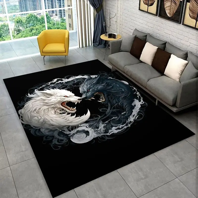 Fenrir Wolf Spirit Moon Dream Animal Large Area Rug Non-slip Carpet for Bedroom Living Room Sofa Doormat Home Decor Floor Mat