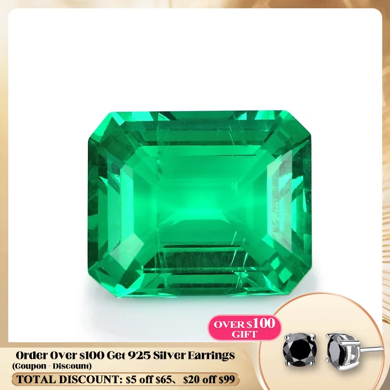 

Green Columbian Emerald Loose Gemstone Classic Emerald Cut Hydrothermal Emerald 8mm*10mm 2.7 Carats For Jewelry Design