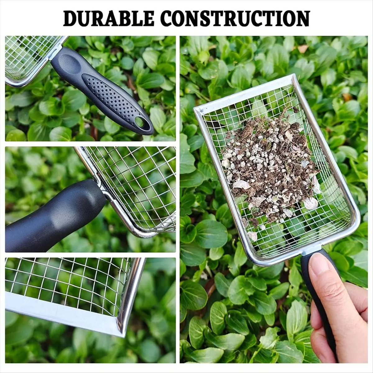 A20I Soil Sifter for Gardening Pack of 2, Dirt Sifter Compost Sifter with Handle,2 Garden Sifters for Soil with 3.8/5mm Mesh