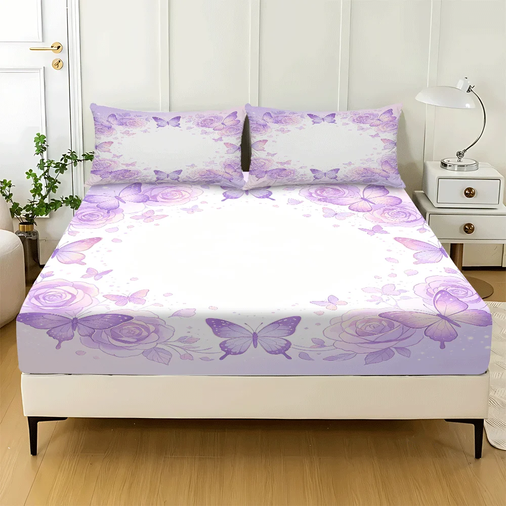 Halloween Mattress Protector Set, 3-Piece Set, Affordable Wrinkle-Resistant 2D Printed Bedding Set, Elastic Fitted Sheet and 2 Pillowcases, Pillow Inserts Not Included, Machine Washable