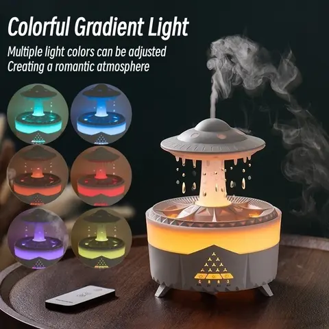 UFO 가습기 초음파 아로마 디퓨저 미스트 메이커 향수 에센셜 오일 아로마 디퓨저 원격 제어 LED 조명