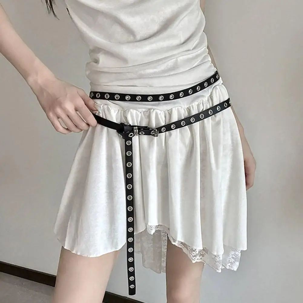 موضة دائرة مزدوجة حزام للنساء بولي حزام حزام جلد الخصر الزخرفية الشرير رقيقة رصع أحزمة Ins نمط أي عقدة بولي أحزمة جان #4