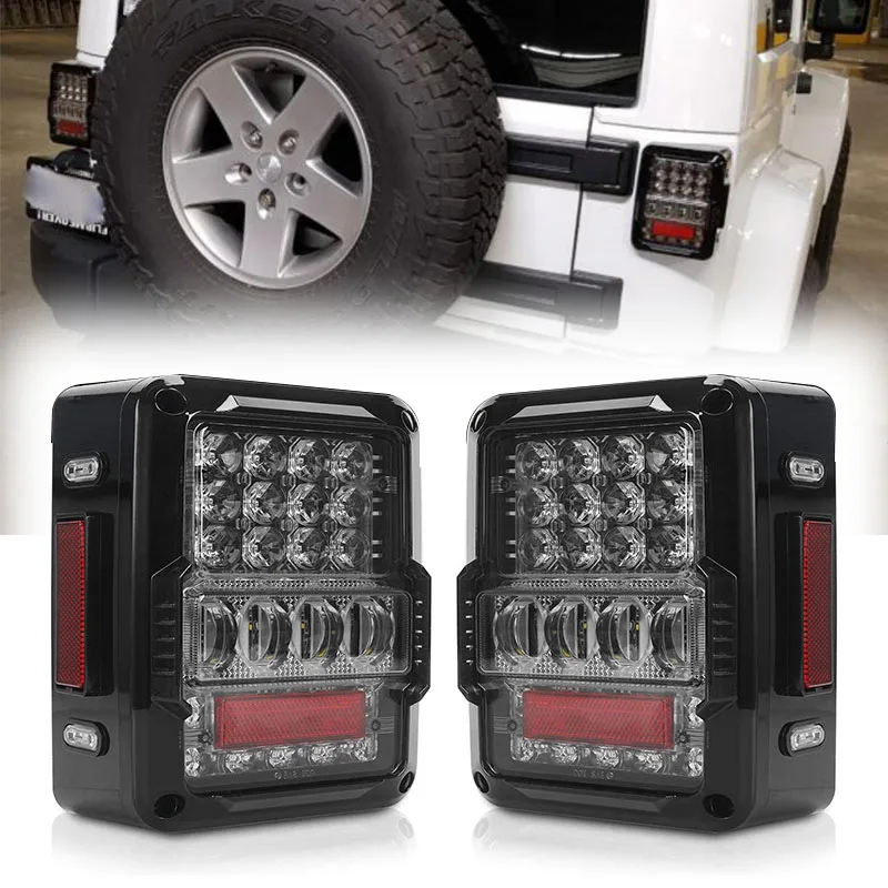 

European & USA Version Tail lights Clear LED Brake Reverse Light Rear Back Up lights DRL Daytime Running Lamps for Jeep Wrangler